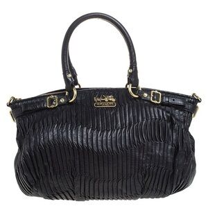 Coach Madison Sophia Gathered Black Leather Satchel